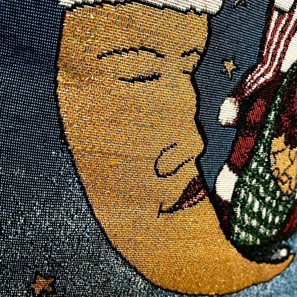 Vintage Holiday Tapestry Santa Pillow